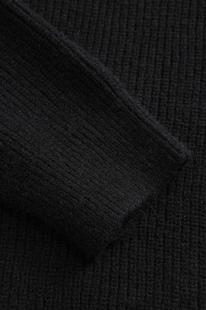 Ella | Zwarte gebreide cardigan met denim patches – De perfecte mix van comfort en stijl