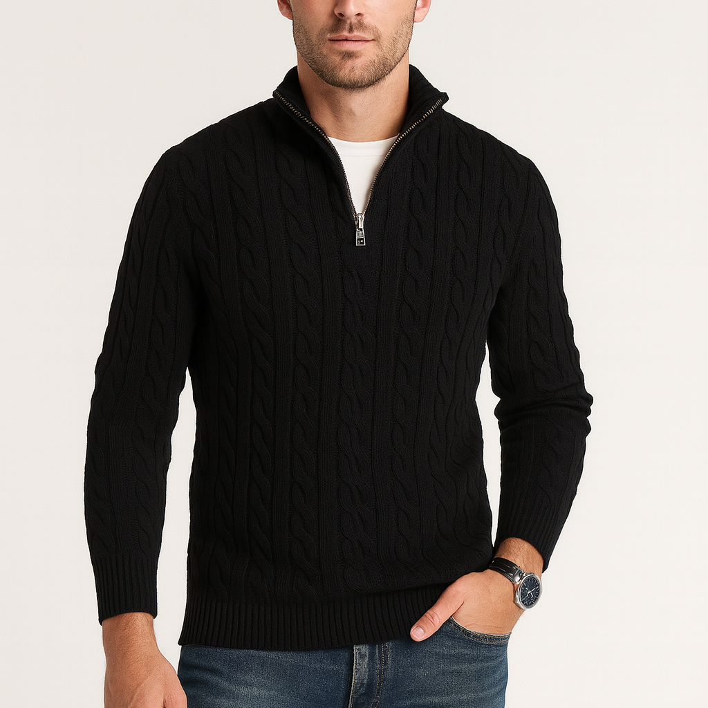 Laurent de Vries | Luxe Heren Half-Zip Trui met Hoge Kraag