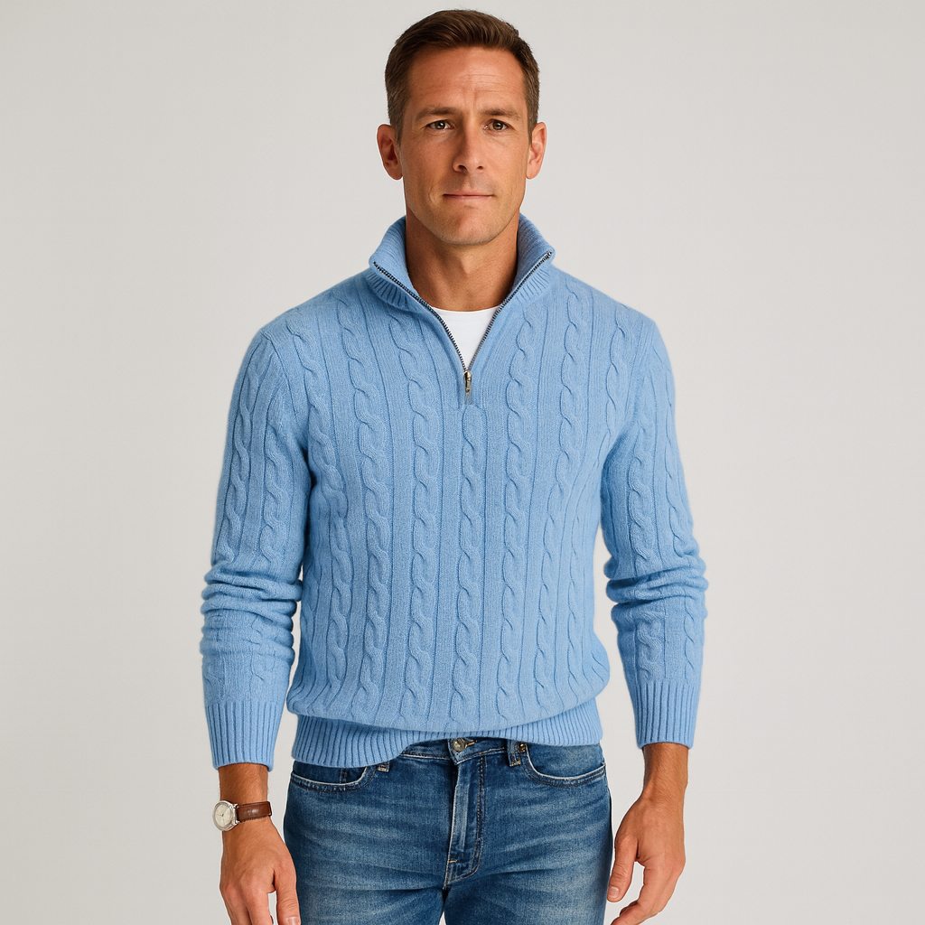 Laurent de Vries | Luxe Heren Half-Zip Trui met Hoge Kraag