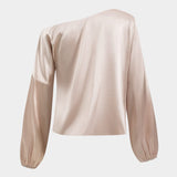 Astrid | Ballonmouwen Asymmetrische One-Shoulder Satijnen Blouse