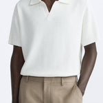 Klassiek gebreid poloshirt in wit