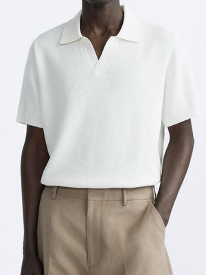 Klassiek gebreid poloshirt in wit