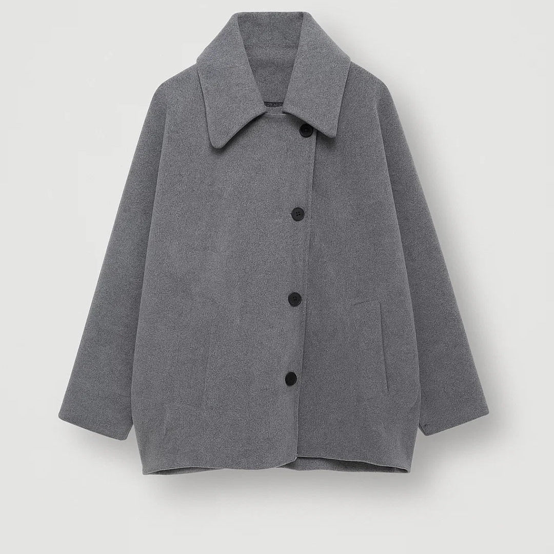 Dames Oversized Jas Met Knopen En Kraag
