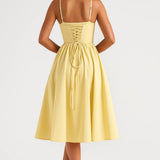 Elegante Midi Jurk met Spaghettibandjes en A Lijn Rok
