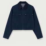 Korte Denim Jas met Kraag en Moderne Pasvorm