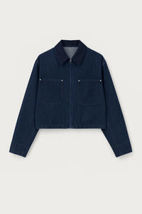 Korte Denim Jas met Kraag en Moderne Pasvorm