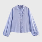 Elegante Blouse met Ruches en Pofmouwen