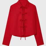 Elegante Blouse met Chinese Knoopsluiting en Moderne Pasvorm