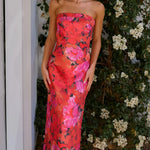 Johanna | Romantisch Bandeau Bloemenjurk – Elegante Bloemenmagie voor Stijlvolle Optredens