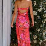 Johanna | Romantisch Bandeau Bloemenjurk – Elegante Bloemenmagie voor Stijlvolle Optredens