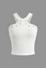 Darlene | Witte Geribbelde Tanktop met Cut-Outs & Nieten