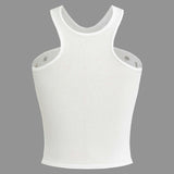 Darlene | Witte Geribbelde Tanktop met Cut-Outs & Nieten