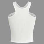 Darlene | Witte Geribbelde Tanktop met Cut-Outs & Nieten
