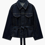 Dames-Denim-Set – Elegante Taillierte Jeansjacke met Ceintuur & Wijde High-Waist Broek