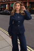 Dames-Denim-Set – Elegante Taillierte Jeansjack & High-Waist Wide-Leg Broek
