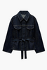 Dames-Denim-Set – Elegante Taillierte Jeansjacke met Ceintuur & Wijde High-Waist Broek