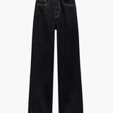 Dames-Denim-Set – Elegante Taillierte Jeansjacke met Ceintuur & Wijde High-Waist Broek