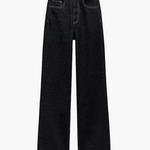 Dames-Denim-Set – Elegante Taillierte Jeansjacke met Ceintuur & Wijde High-Waist Broek