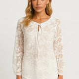 Elegante Kantblouse met Lange Mouwen