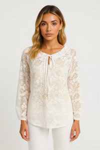 Elegante Kantblouse met Lange Mouwen