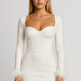 Elegante Bodycon Mini Jurk met Vierkante Hals en Lange Mouwen