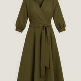 Midi Jurk Dames - Wrap Model met Ceintuur | Elegant