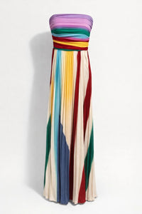 Multicolor Strapless Maxi Jurk