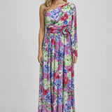 Dames One Shoulder Maxi Jurk Met Bloemenprint