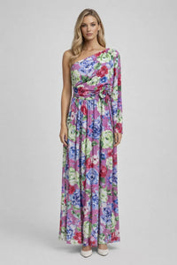 Dames One Shoulder Maxi Jurk Met Bloemenprint