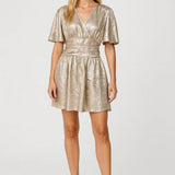 Gouden Glitter Overslag Mini Jurk