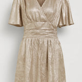 Gouden Glitter Overslag Mini Jurk