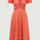 Dames Midi Jurk Met Gedrapeerde Taille