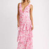 Dames Maxi Jurk Met Volants En Bloemenprint