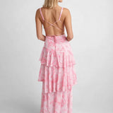 Dames Maxi Jurk Met Volants En Bloemenprint