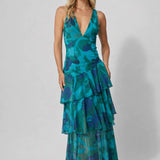 Dames Maxi Jurk Met Volants En Bloemenprint