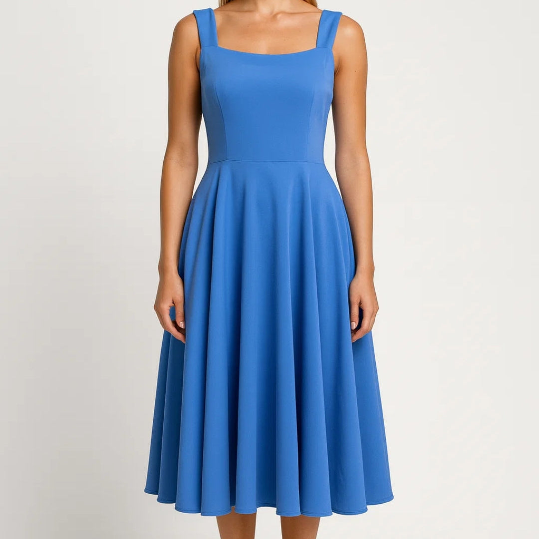 Dames Mouwloze Midi Jurk Met Uitlopende Rok