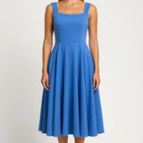 Dames Mouwloze Midi Jurk Met Uitlopende Rok