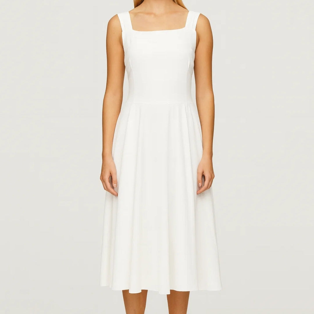 Dames Mouwloze Midi Jurk Met Uitlopende Rok