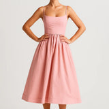Dames Strapless Midi Jurk Met Strikceintuur