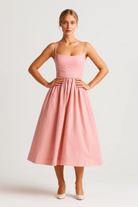 Dames Strapless Midi Jurk Met Strikceintuur