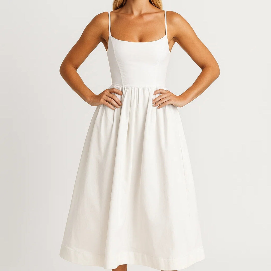 Dames Strapless Midi Jurk Met Strikceintuur