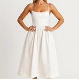 Dames Strapless Midi Jurk Met Strikceintuur