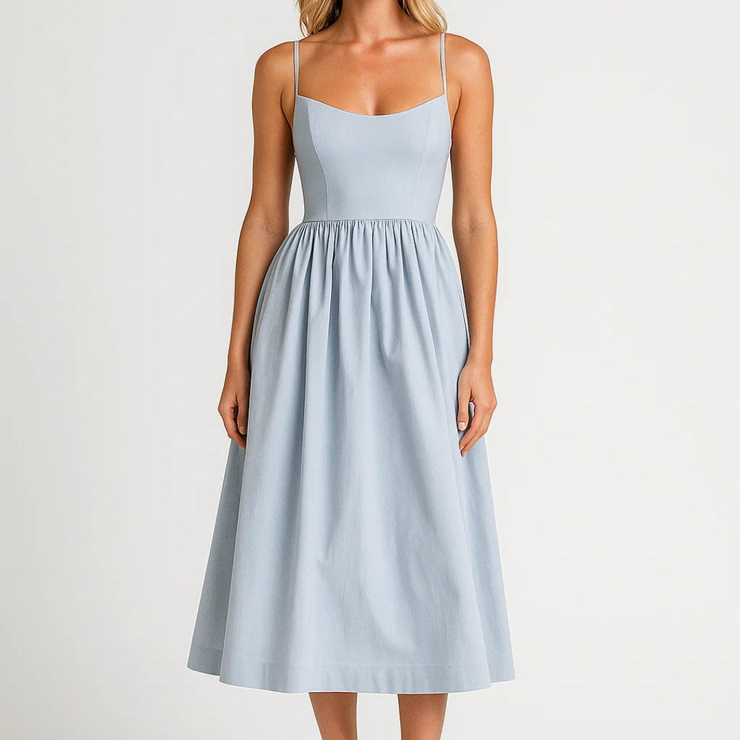 Dames Strapless Midi Jurk Met Strikceintuur