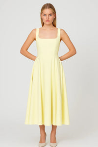 Gele Elegante Midi Jurk