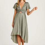 Groene Elegante Midi Jurk