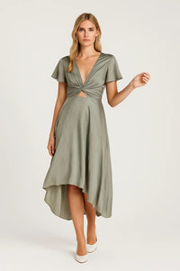 Groene Elegante Midi Jurk