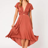 Groene Elegante Midi Jurk