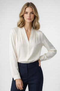 Elegante damesblouse met overslag en lange mouwen