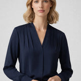 Elegante damesblouse met overslag en lange mouwen