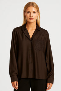 Minimalistische Blouse met Kraag en Relaxte Pasvorm